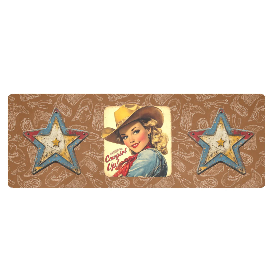 Cowgirl Up Vintage Western Kitchen Floor Mat 48" x 17" Made in America