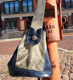 Western Sling Navy & Grey Leather Handbag