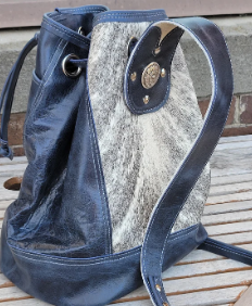 Western Sling Navy & Grey Leather Handbag