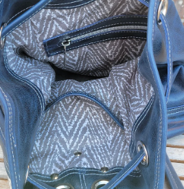 Western Sling Navy & Grey Leather Handbag