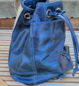 Western Sling Navy & Grey Leather Handbag
