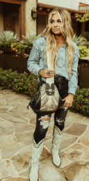 Western Sling Navy & Grey Leather Handbag