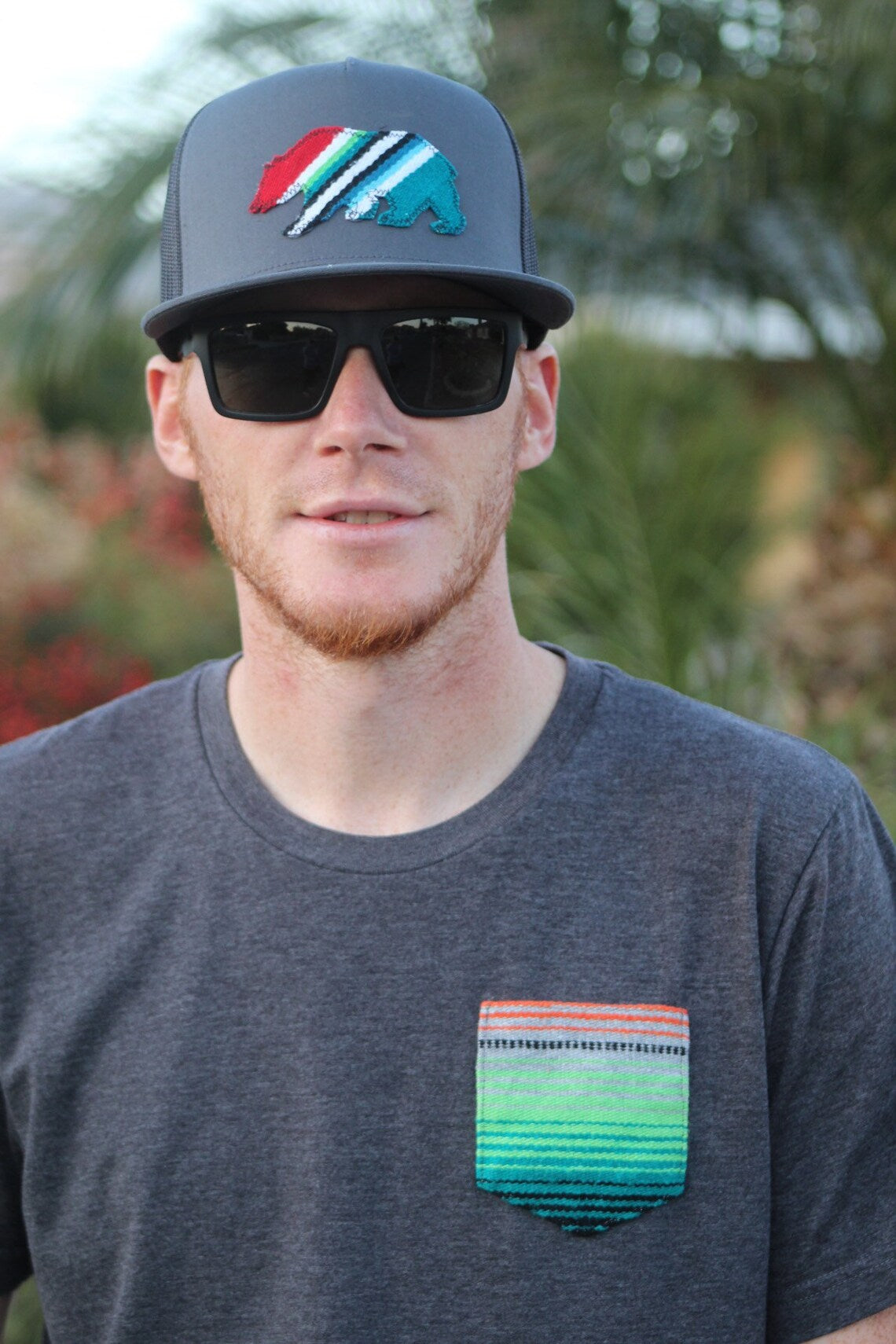 Flat Brim Trucker Hat with Serape Bear, Texas or Bull Skull