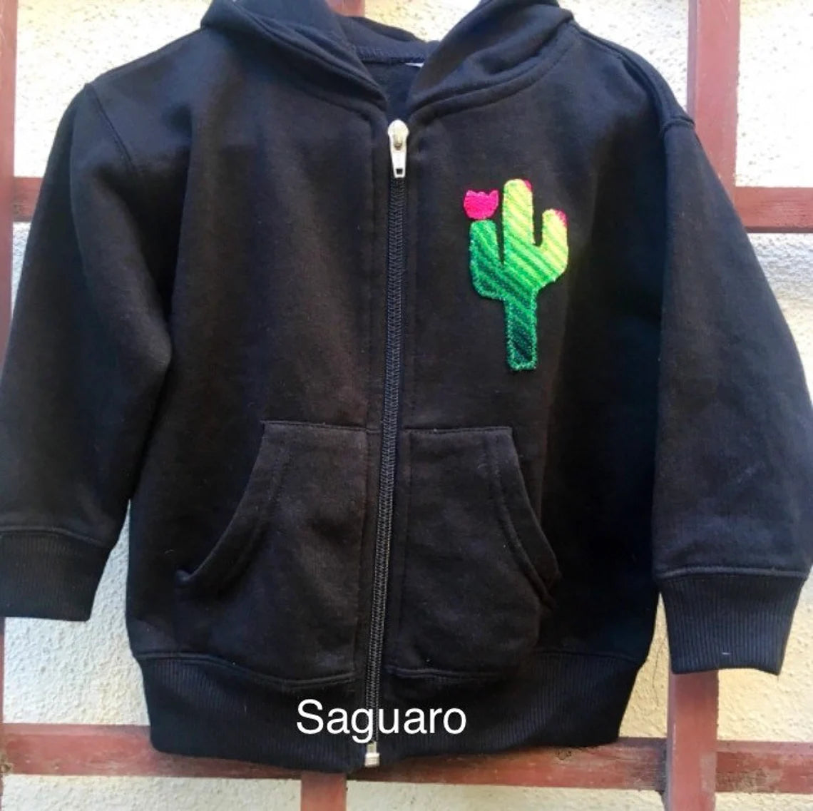 Baby Zip Up Hooded Sweatshirt with Serape Cactus