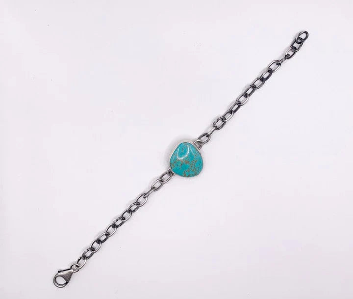 Signed Sterling Turquoise Link Bracelet
