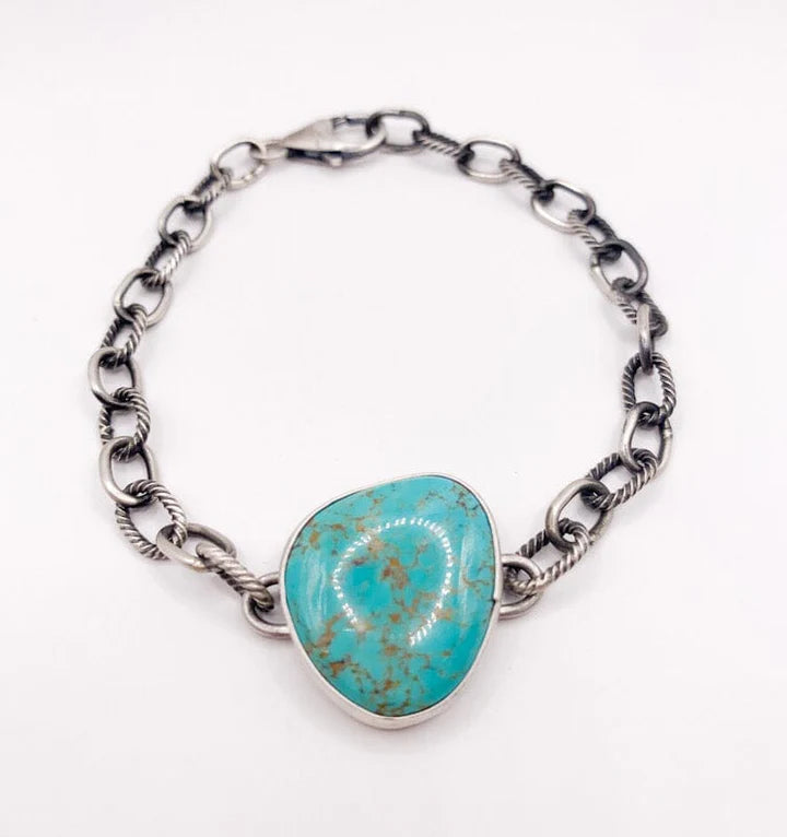 Signed Sterling Turquoise Link Bracelet