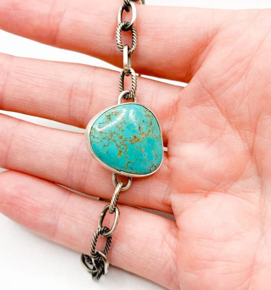 Signed Sterling Turquoise Link Bracelet