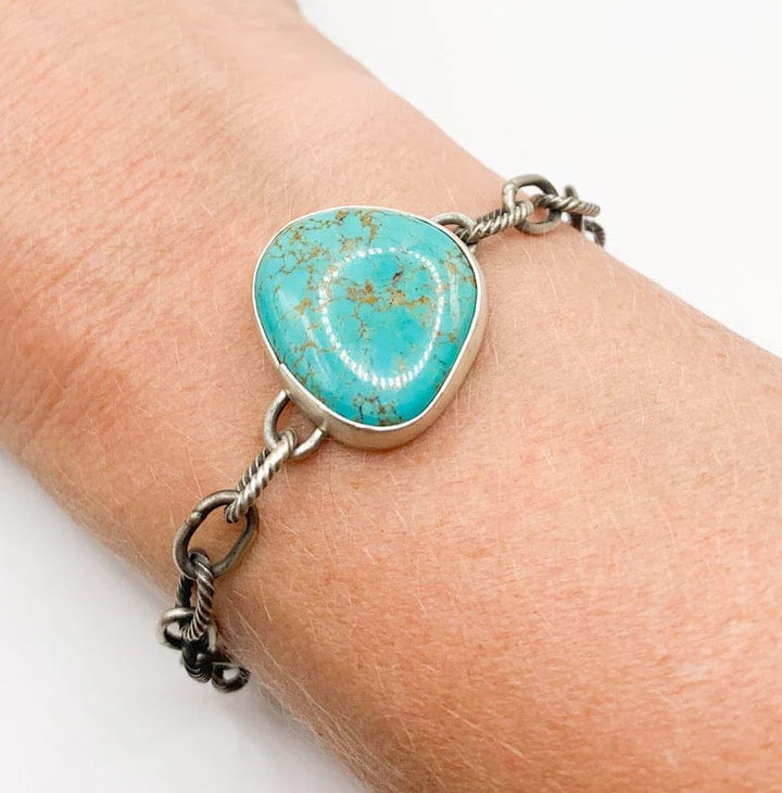 Signed Sterling Turquoise Link Bracelet