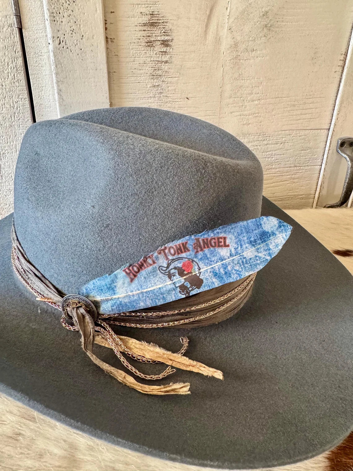 Honky Tonk Angel Design Hat Feather