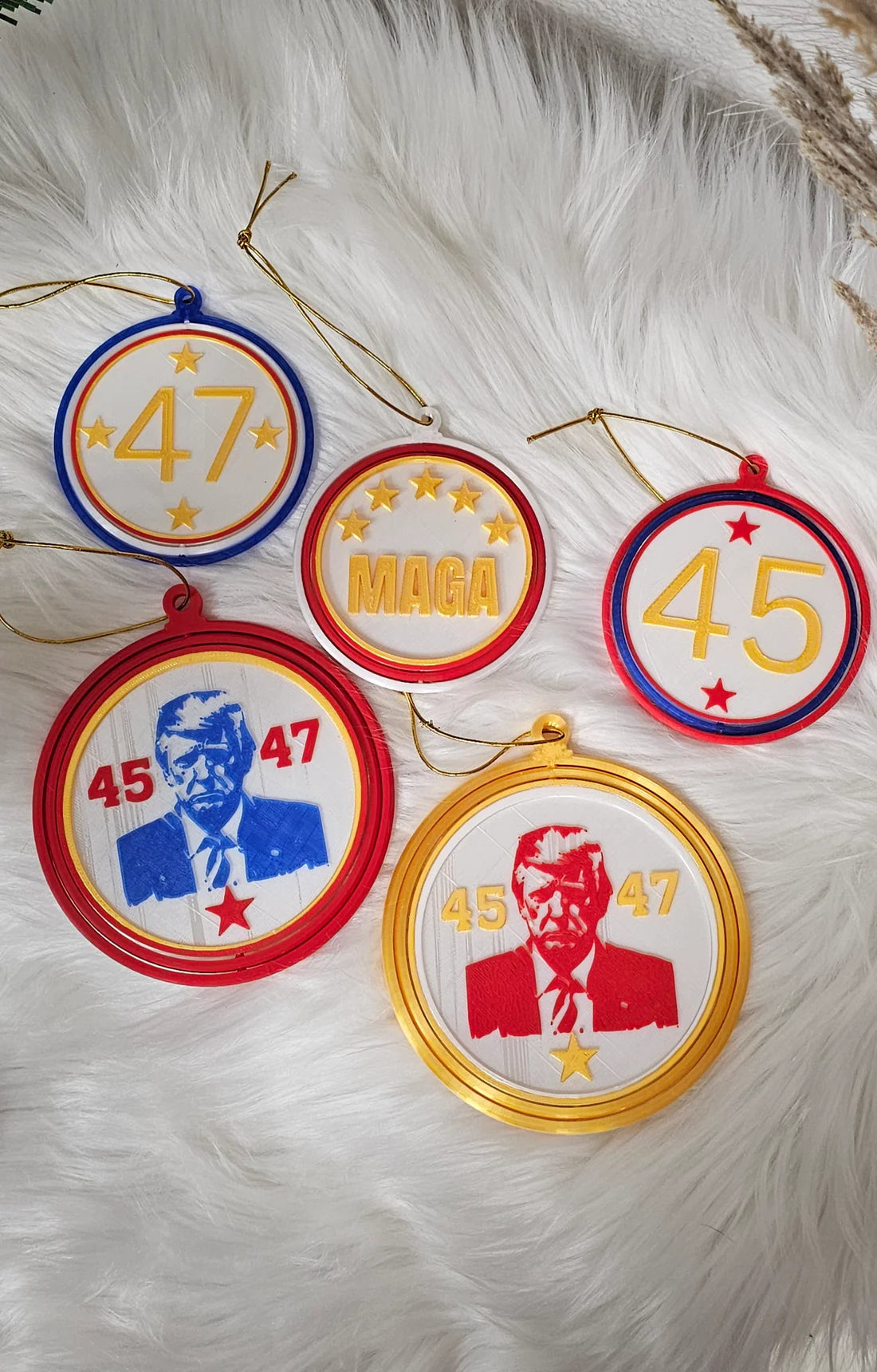 Ultimate Trump 3D Print Christmas Ornament Set Made in America
